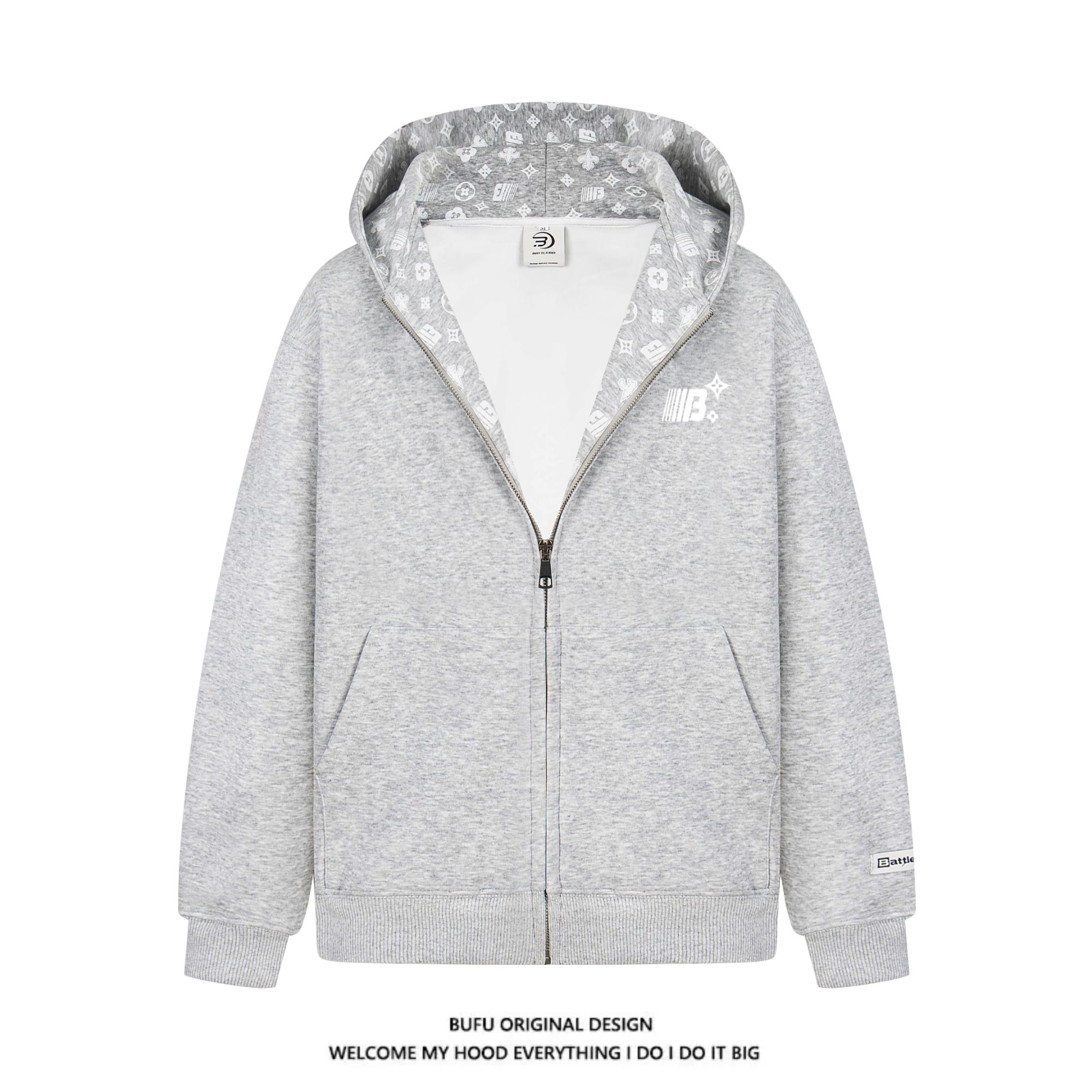 【官方店】亿万少年BUFU开衫连帽卫衣外套男女秋冬季潮牌推荐穿搭