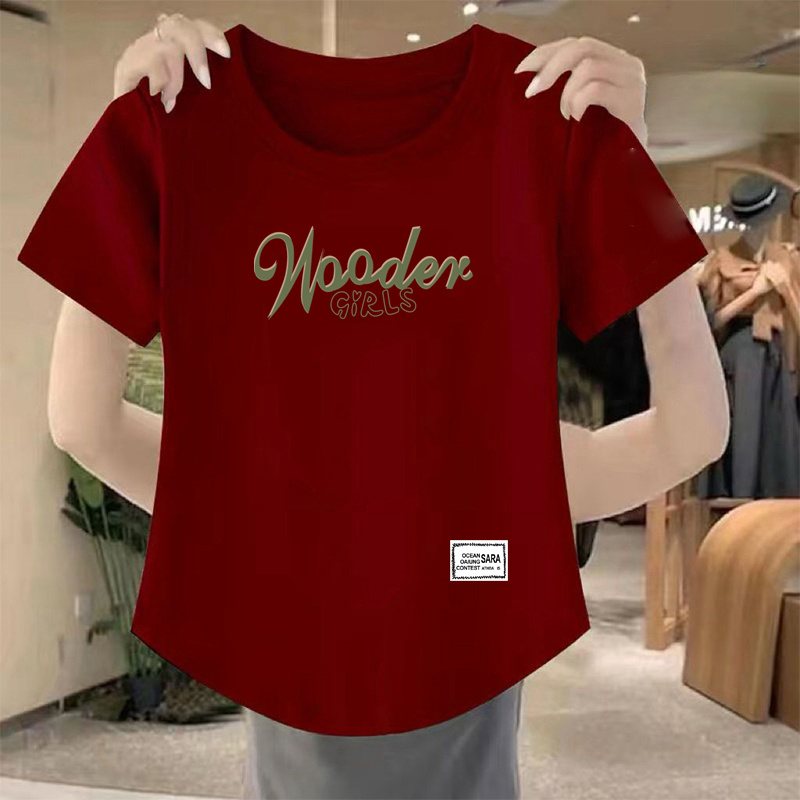 字母印花短袖t恤女夏季新款大码宽松休闲显瘦遮肉百搭上衣ins潮流