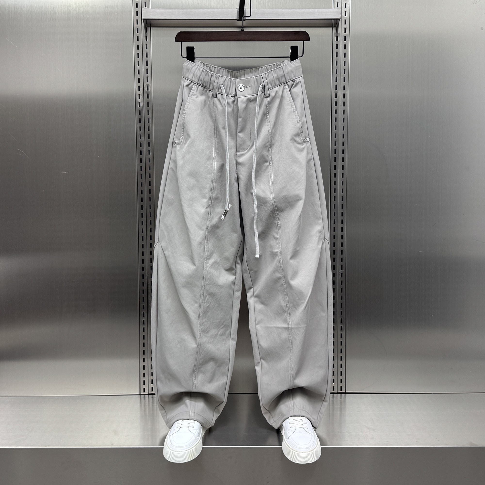 2025秋季新款男士褶皱休闲裤时尚潮流百搭阔腿运动裤宽松直筒长裤