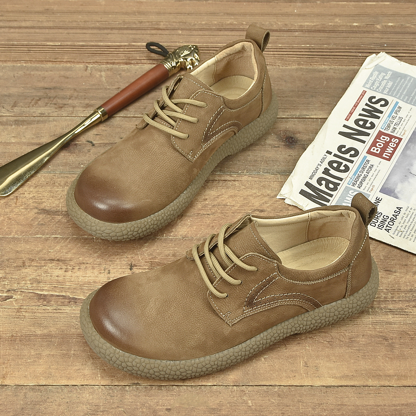 秋季新款头层牛皮休闲透气防滑复古皮鞋时尚百搭低帮男鞋-89152