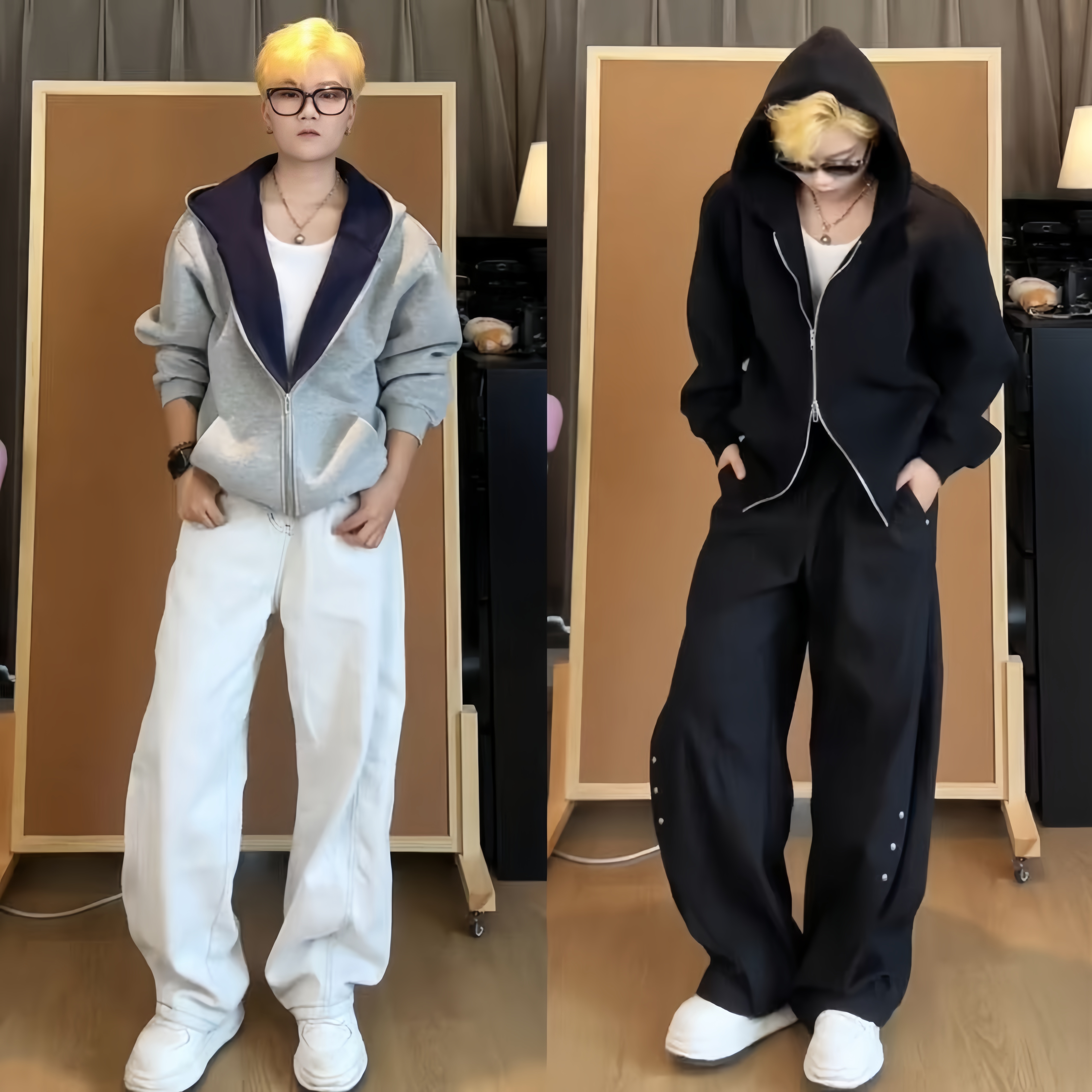 秋季新款男士重磅连帽廓形开衫卫衣时尚百搭短宽男女同款休闲外套