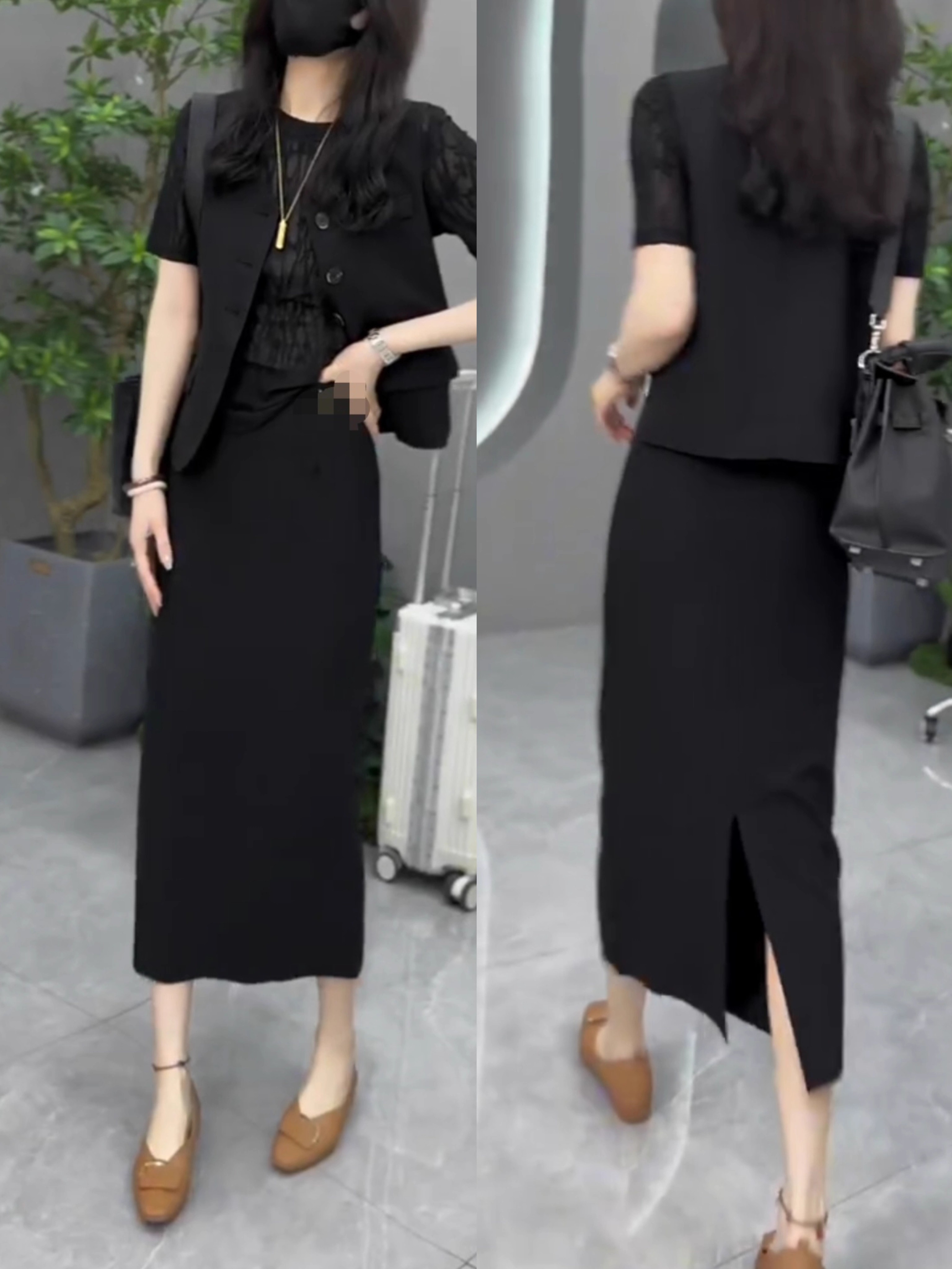 2025夏季新款韩版时尚女装休闲减龄气质显瘦外套半身裙两件套