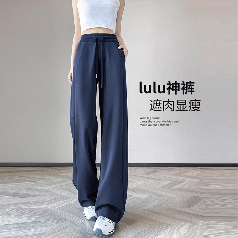 显瘦运动裤女夏季薄款2025新款直筒裤休闲显瘦百搭卫裤窄版阔腿裤