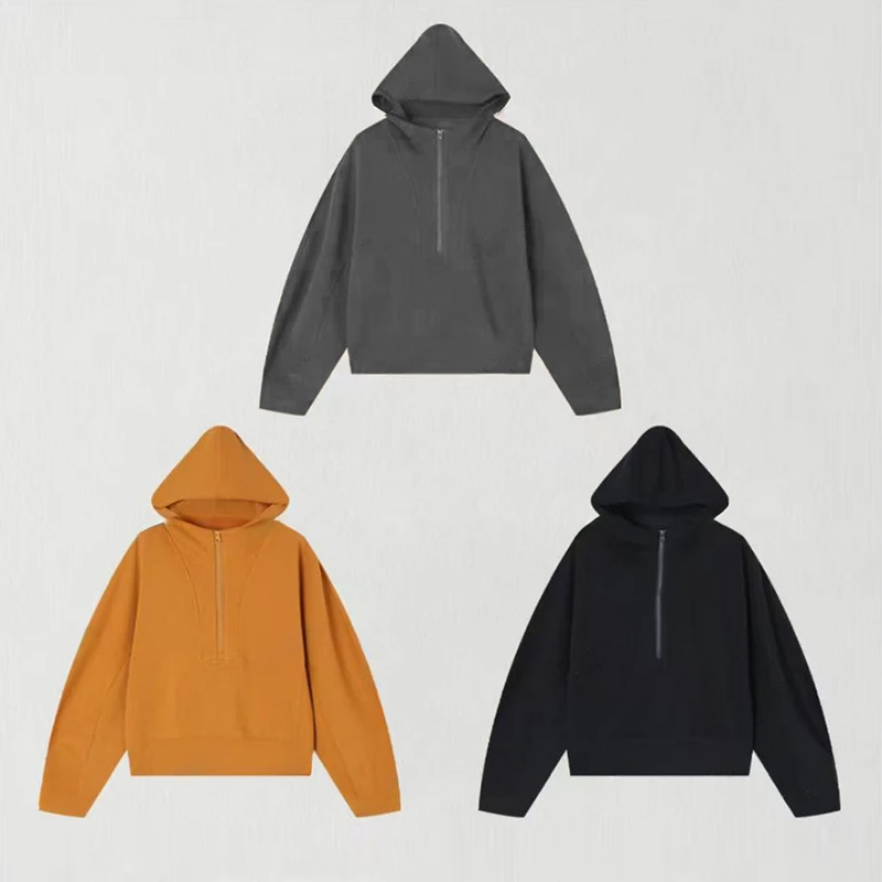 2025早秋穿搭新款休闲风半拉链连帽宽松慵懒风女士百搭卫衣舒适