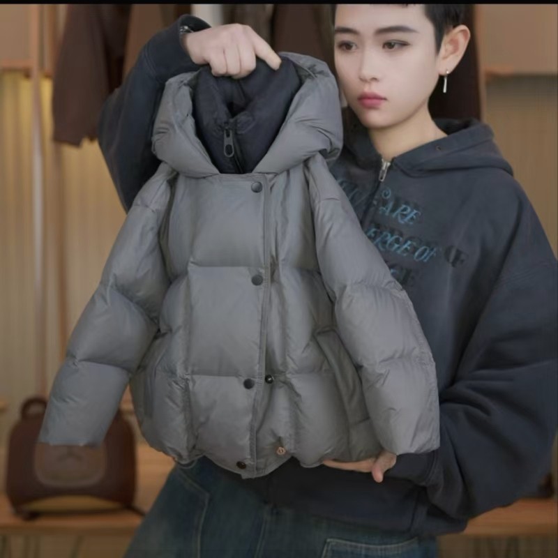 巴拉开门红2026新款冬装儿童韩版时尚假两件百搭保暖儿童连帽羽绒