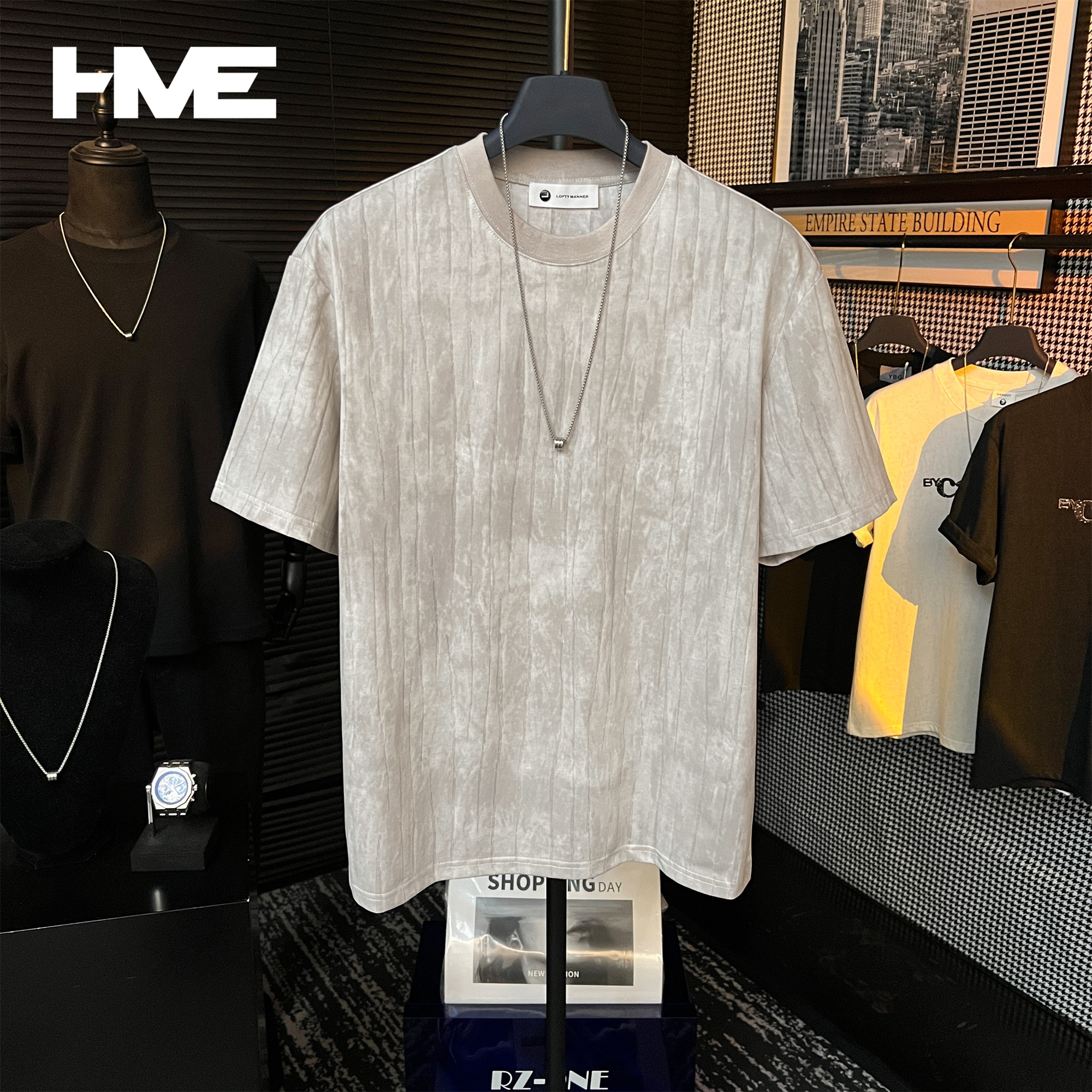 【HMEYAO】原创夏季扎染激光烧花冰感棉短袖舒适透气肌理感百搭T恤