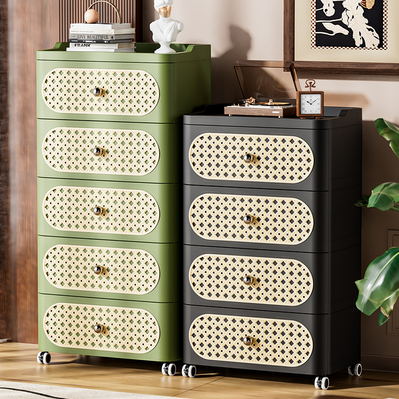 中古风加厚塑料收纳箱抽屉式收纳柜子多层储物柜家用衣服整理箱子