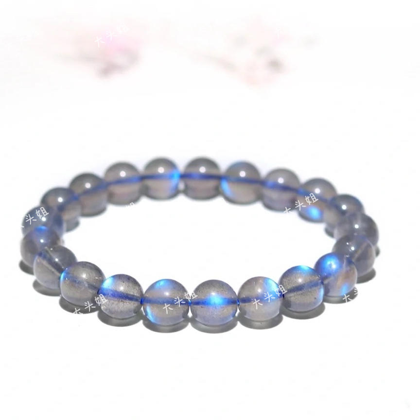 8m天然强光灰月光手链女 闺蜜同款礼物单圈手串 礼盒装