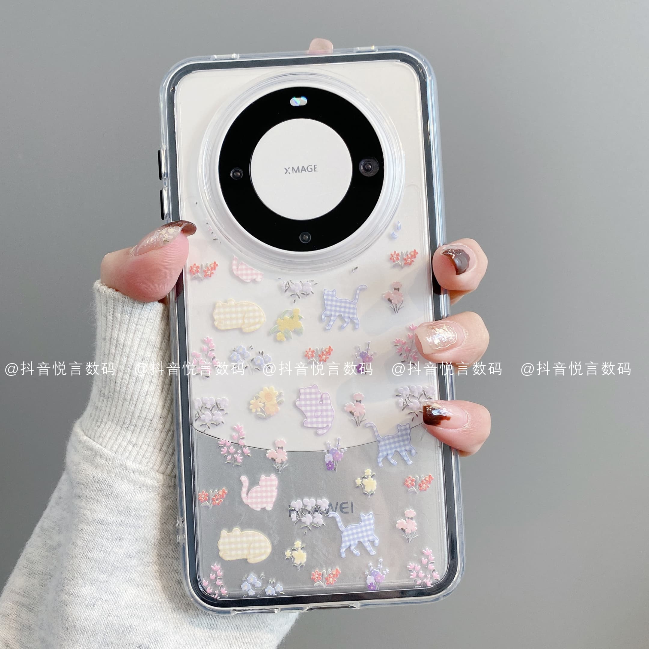 三合一炫彩适用华为mate70pro/60/50/40苹果17promax花猫潮手机壳