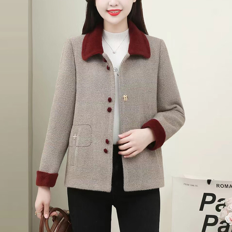 时尚拼接毛呢外套女2025秋冬新款洋气百搭显瘦休闲小个子呢子大衣