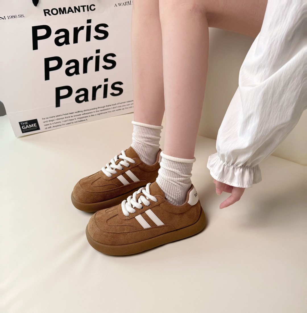 Tagabe休闲板鞋女秋冬季新款百搭系带软底不累脚厚底德训鞋