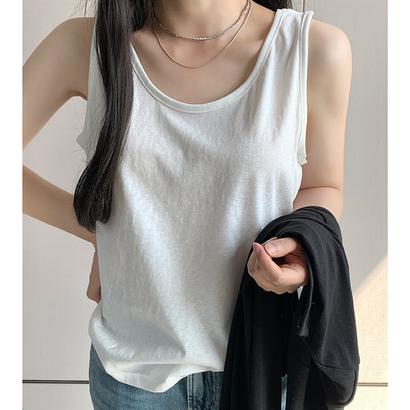 春夏新品棉宽松慵懒风打底吊带背心女通勤内搭遮肉无袖上衣