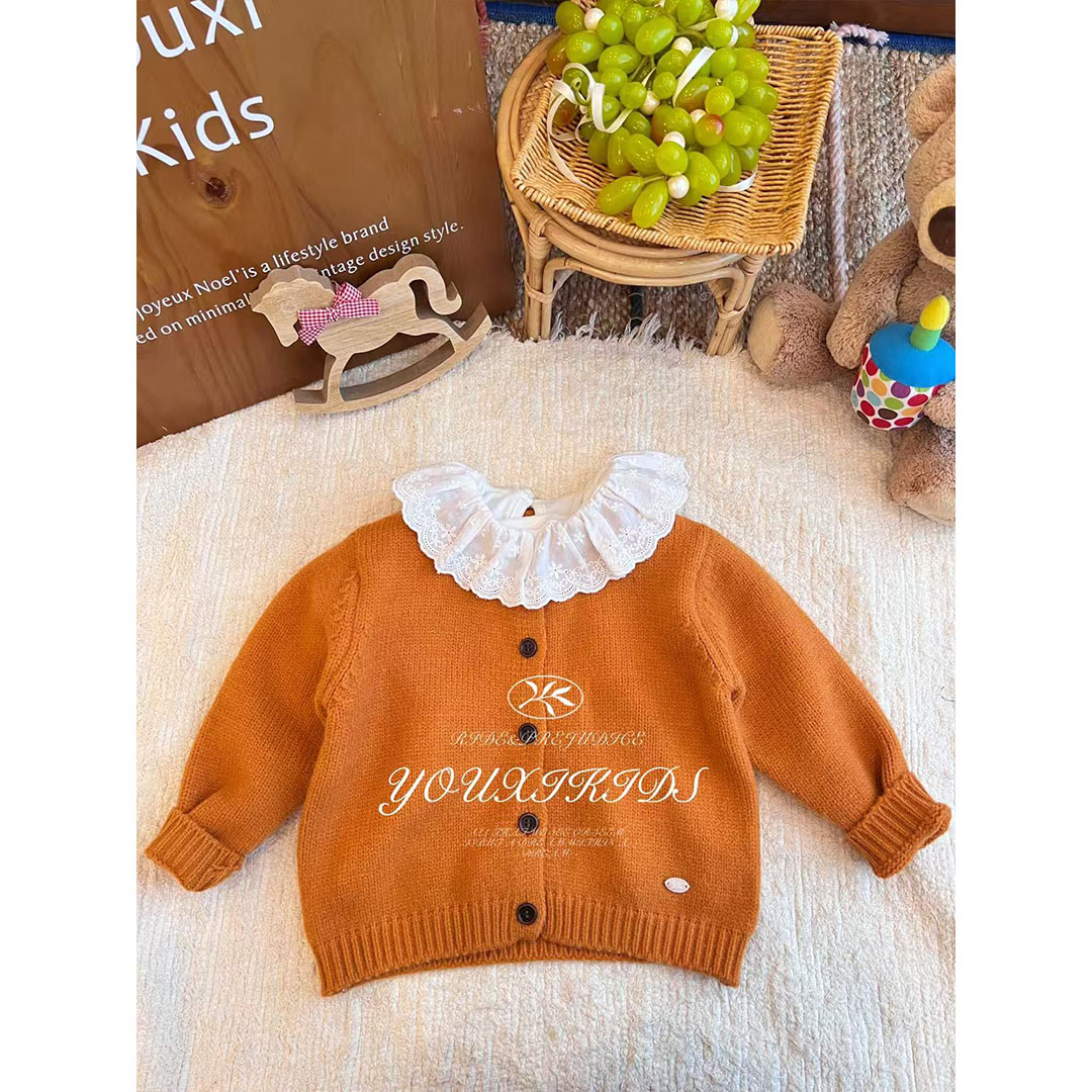 现飞飞家·小橘子25新秋冬纯色洋气显白高级感毛衣开衫 FF3020