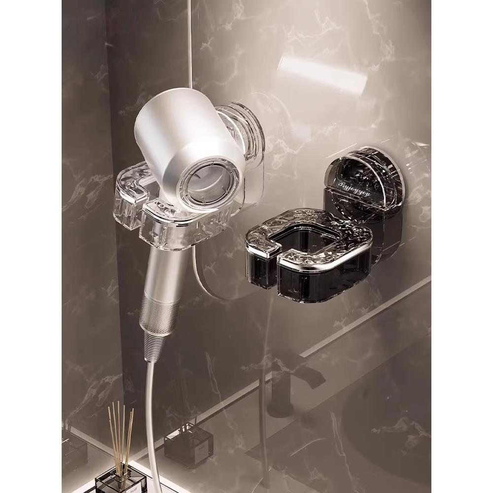 电吹风机置物架吸盘免打孔太空铝壁挂式浴室挂架微波炉清洁器