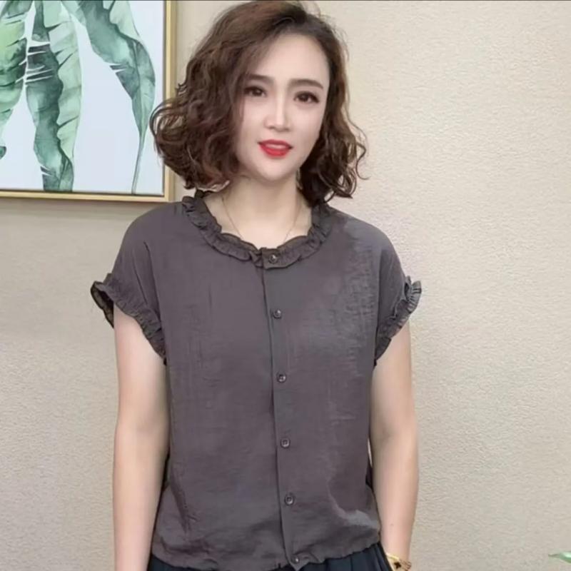2025新款时尚洋气百搭圆领显瘦气质T恤女短袖上衣#7000