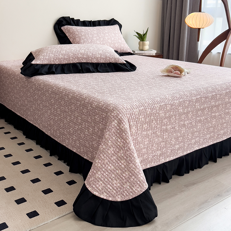 A类母婴级双层纱花边亲肤裸睡床盖单件四季通用防滑1.8米x2米家用