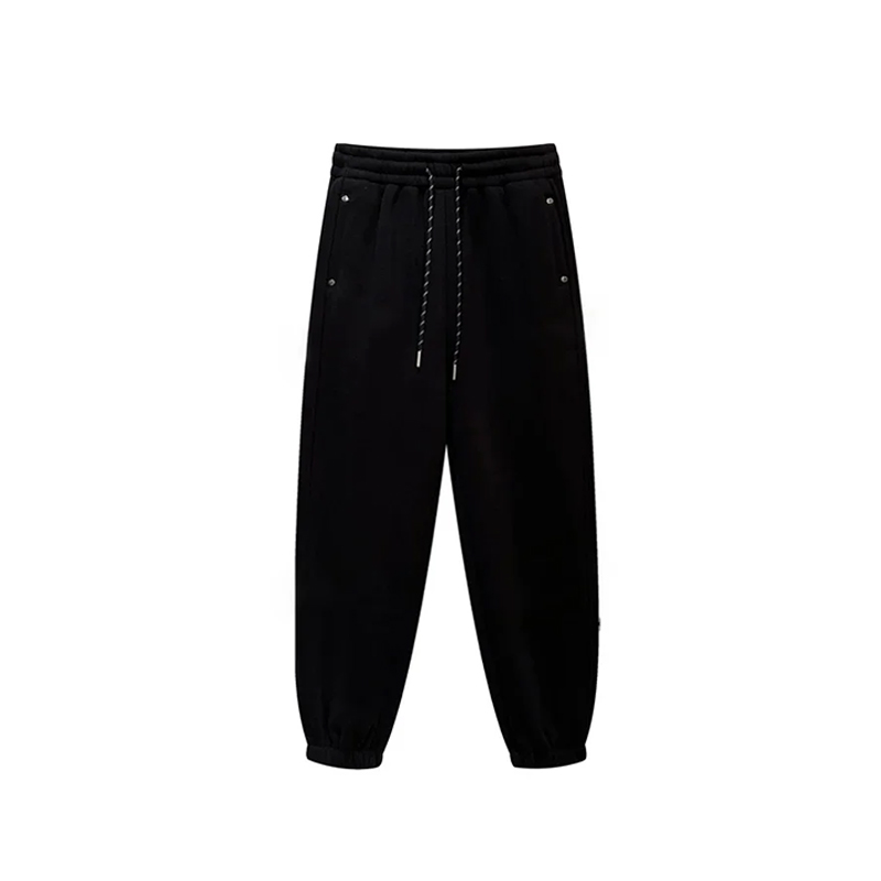 2025秋冬季新款加绒厚款松紧腰加绒休闲裤女高腰百搭宽松束脚卫裤