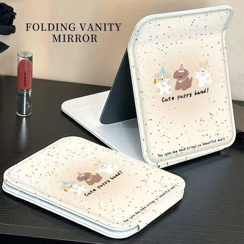 折叠式郁金香化妆镜便携梳妆台高清可折叠大号桌面镜学生宿舍专用