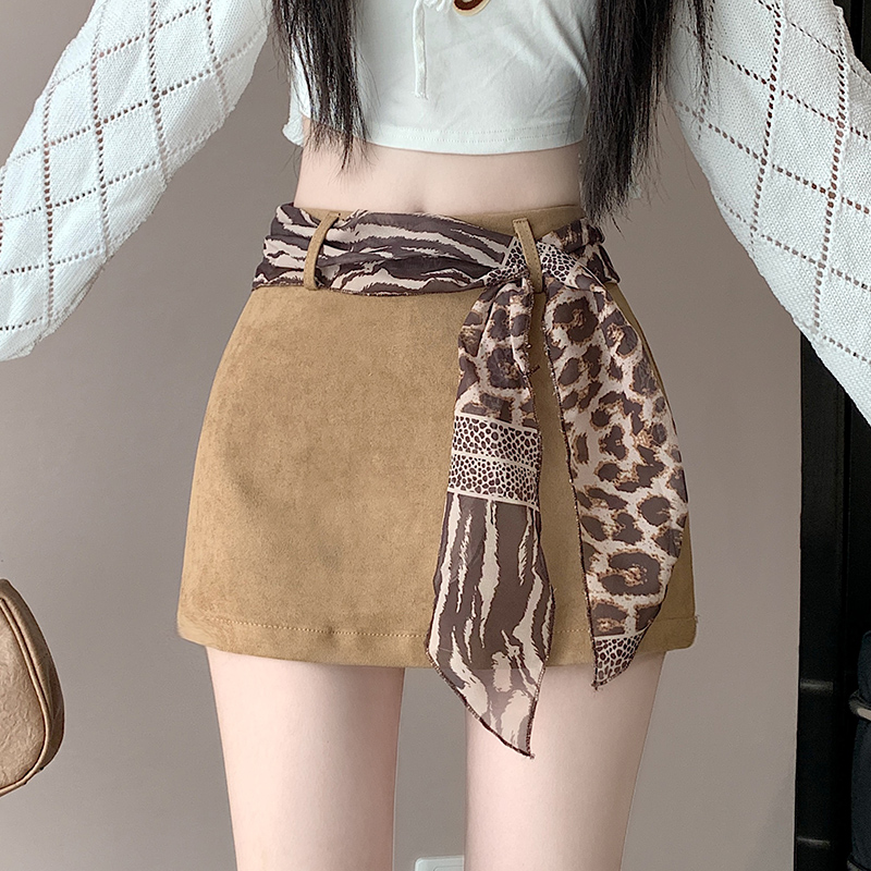 【秋冬新款】复古辣妹配丝巾修身显瘦百搭时髦半身裙女不规则时尚