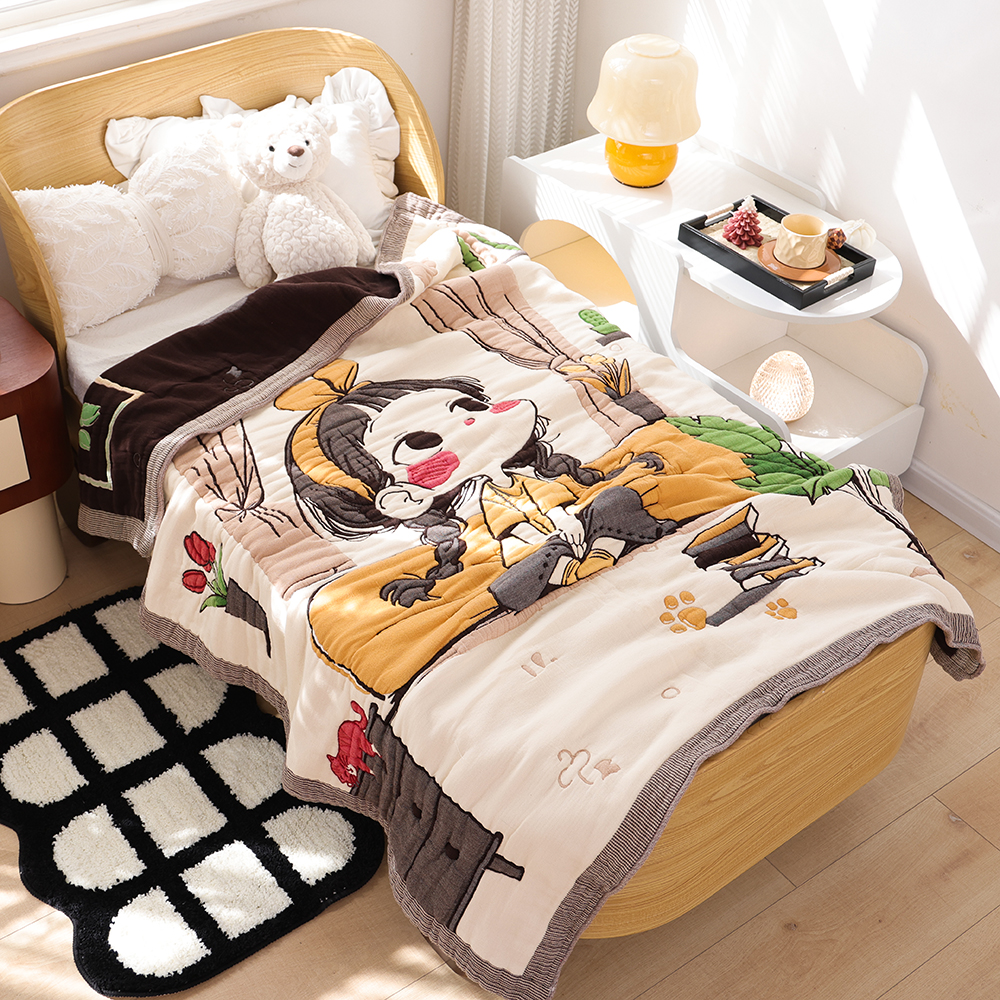 十层纯棉纱布儿童毛巾被吸汗透气宝宝全棉午睡盖毯子幼儿园泡芙被