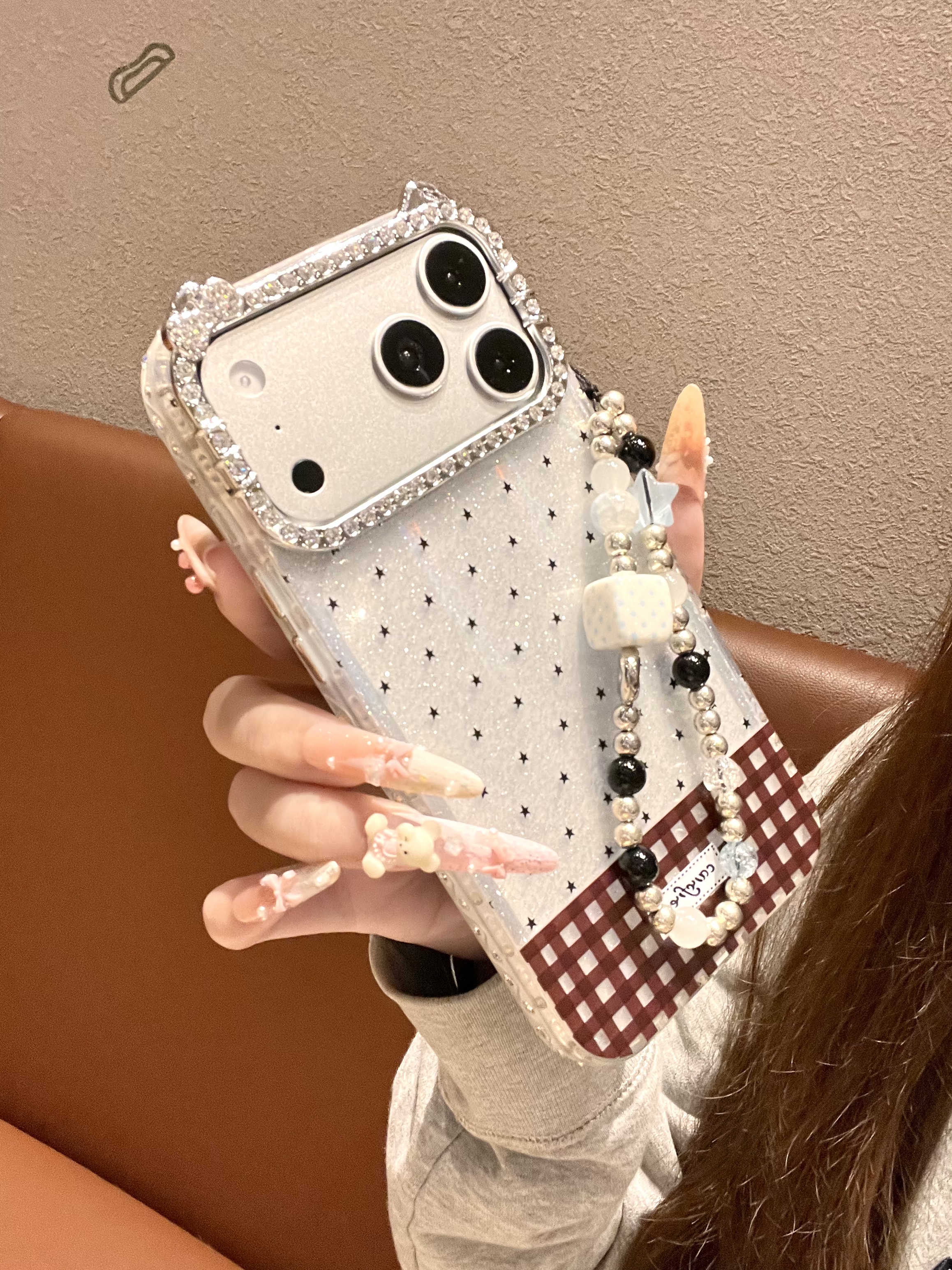 [闪钻边框]kt猫镜头星星闪粉壳适用苹果17promax/16/保护壳