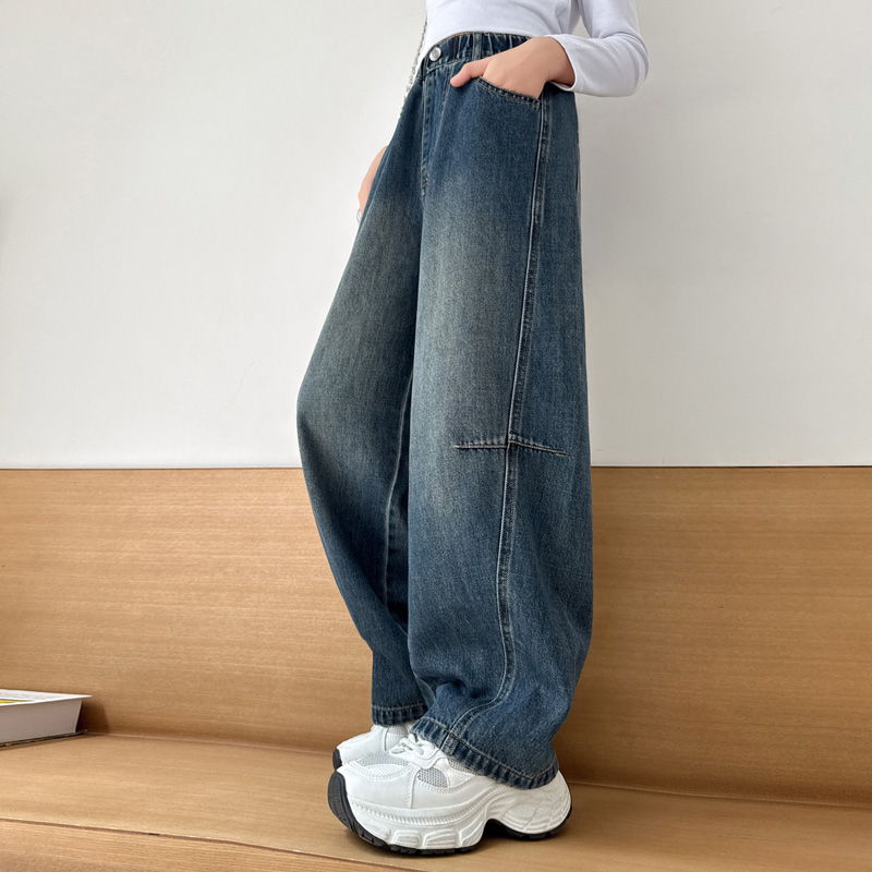 女童裤子春秋款2025新款洋气儿童秋季牛仔裤中大童弯刀裤女孩长裤