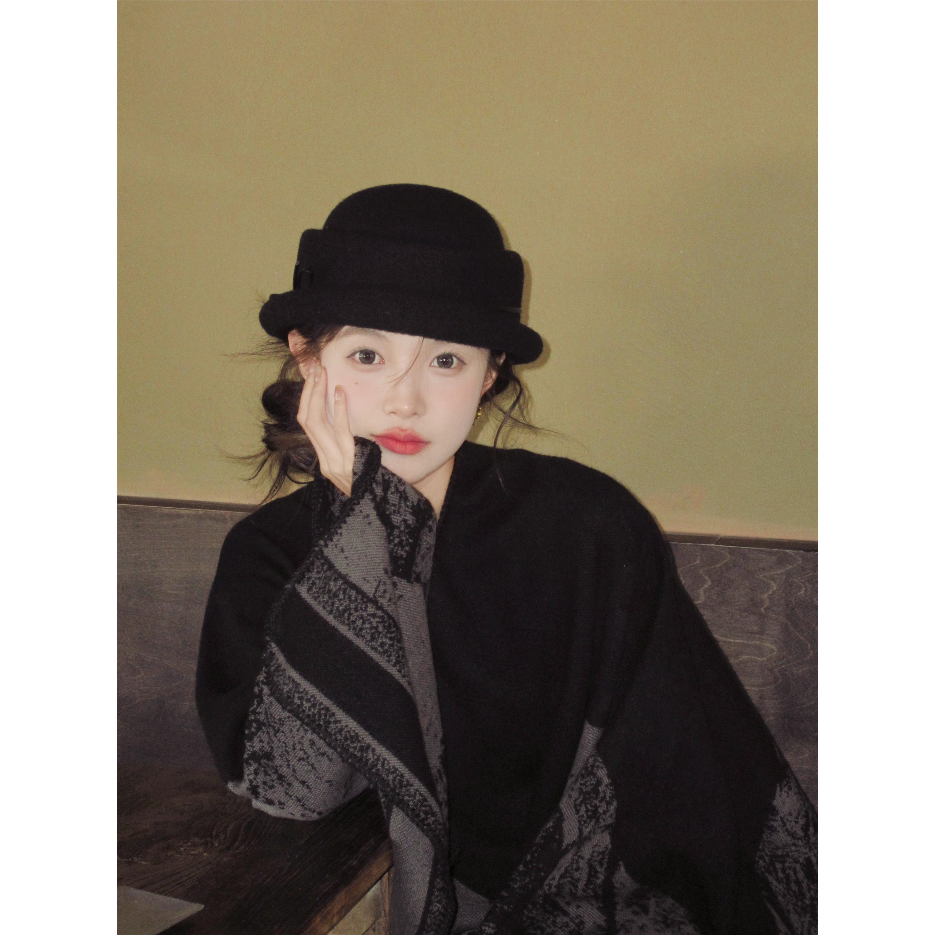 『国风款』帽子女2025新款留洋千金风礼帽赫本风贝雷帽黑色渔夫帽