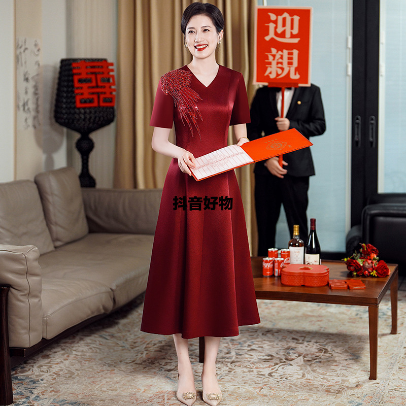 【新店福利】春装婚礼妈妈礼服高贵改良旗袍年轻洋气丈母娘喜婆婆婚