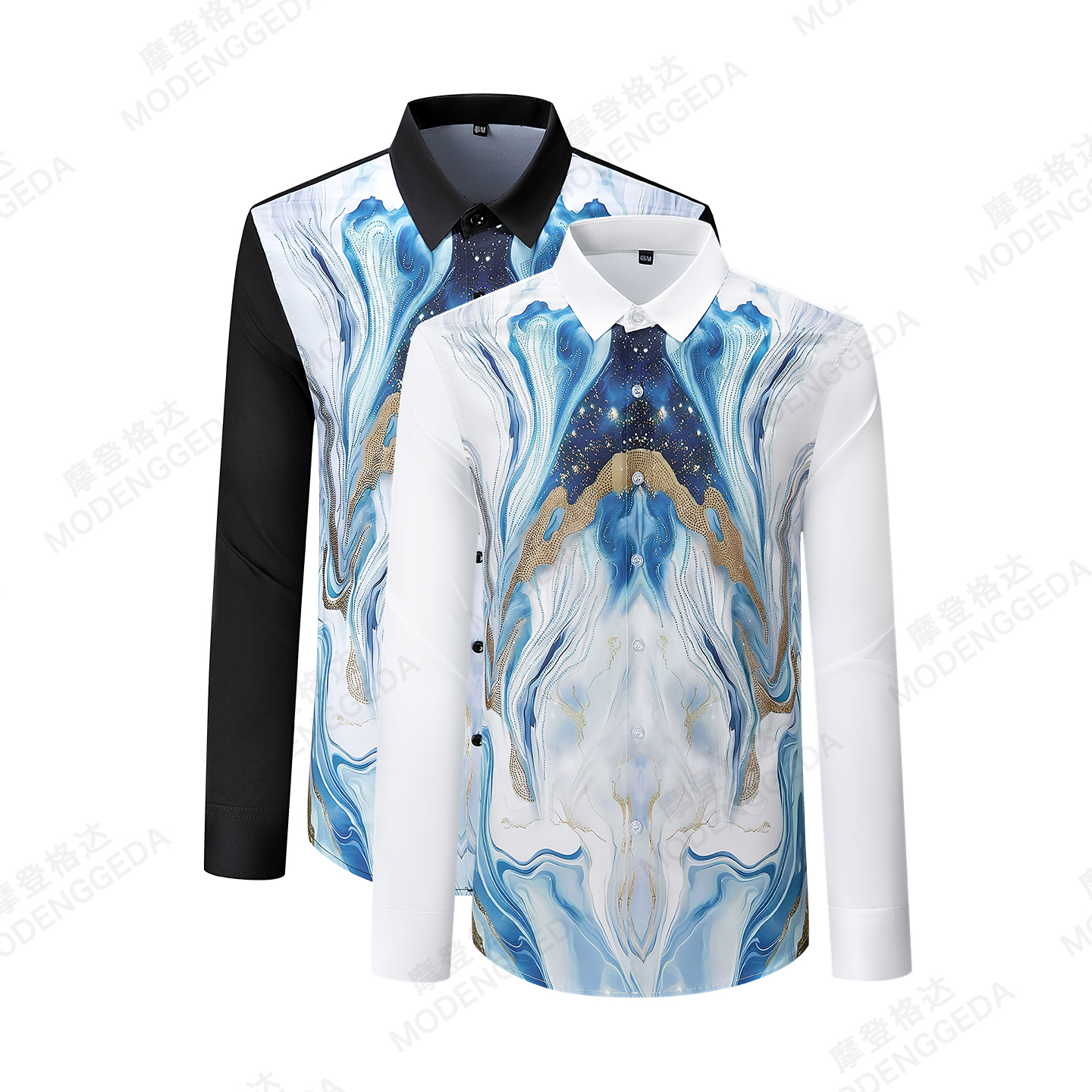 轻奢欧货高端男士衬衫痞帅潮流时尚修身商务休闲免烫抗皱长袖衬衣