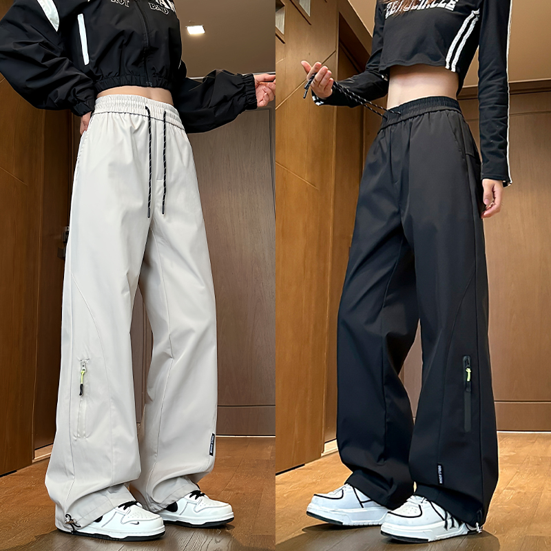 窄版防风防水冲锋裤男女秋季潮牌拉链设计大码直筒休闲机能工装裤