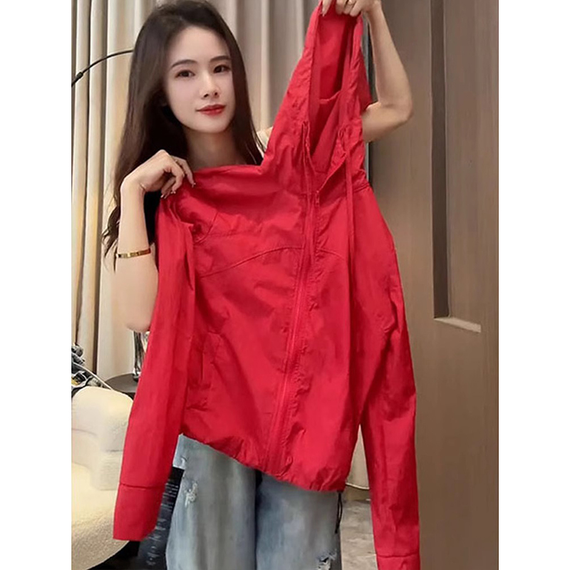 小个子连帽薄款工装防晒衣外套女夏季2025新款时尚运动防晒服上衣