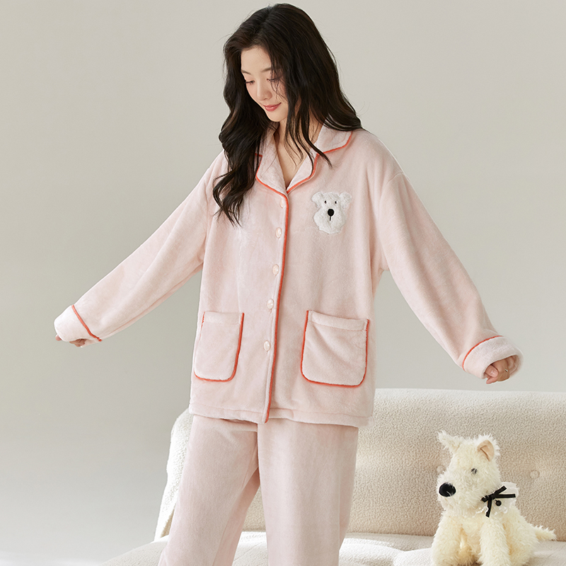 帕兰朵家居服珊瑚绒睡衣女加绒加厚2025秋冬季新款女士套装可外穿