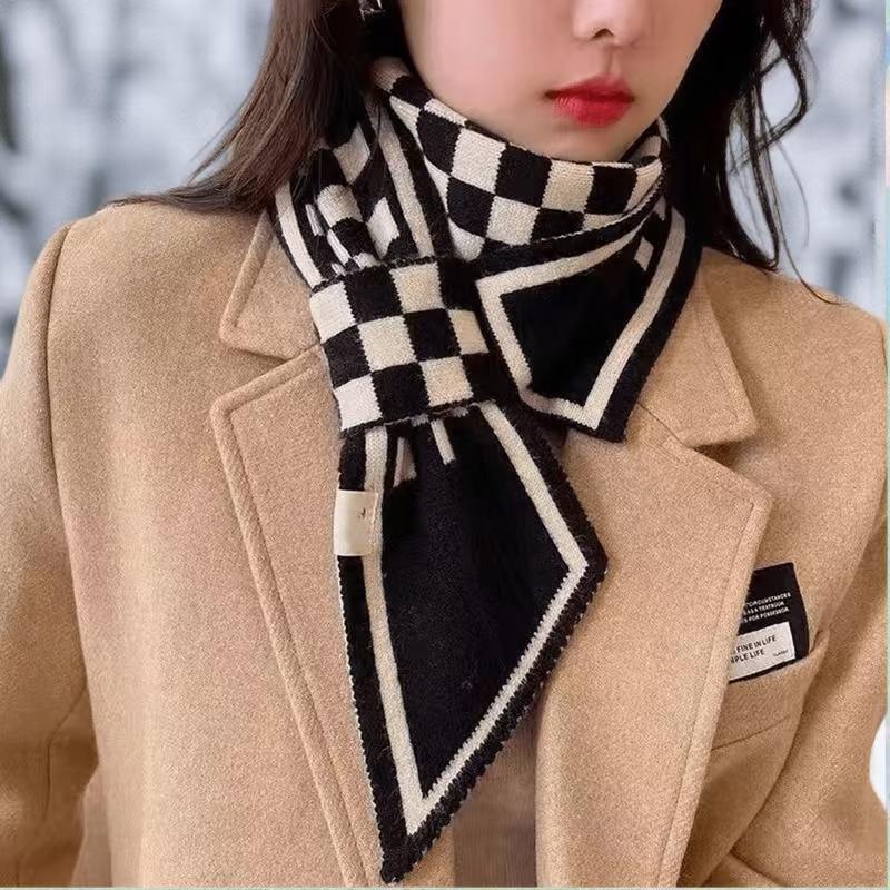 韩版网红波点保暖针织围巾纽扣围脖时尚百搭脖套防寒小围巾