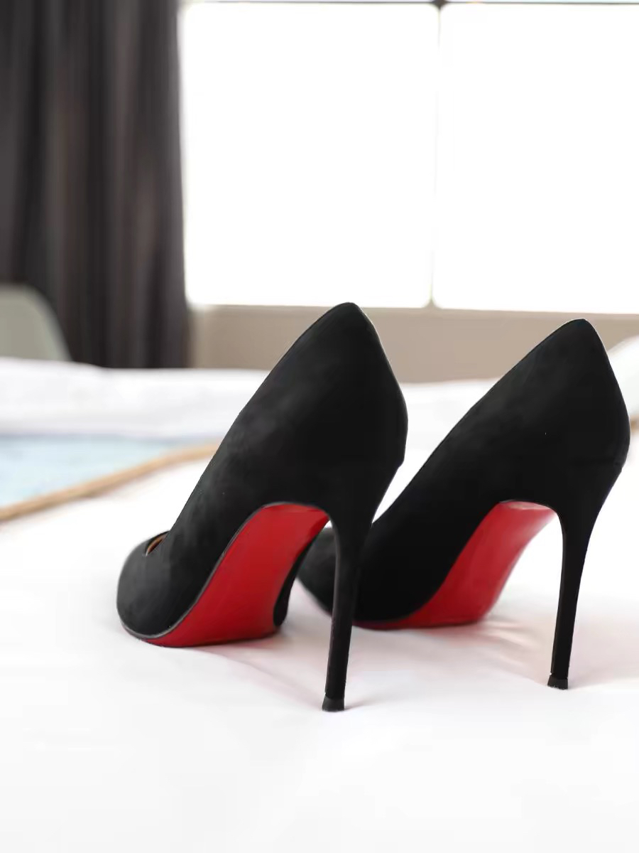 雅绸高跟鞋小香风法式红底性感尖头单鞋雅绸品牌黑色浅口鞋女气质