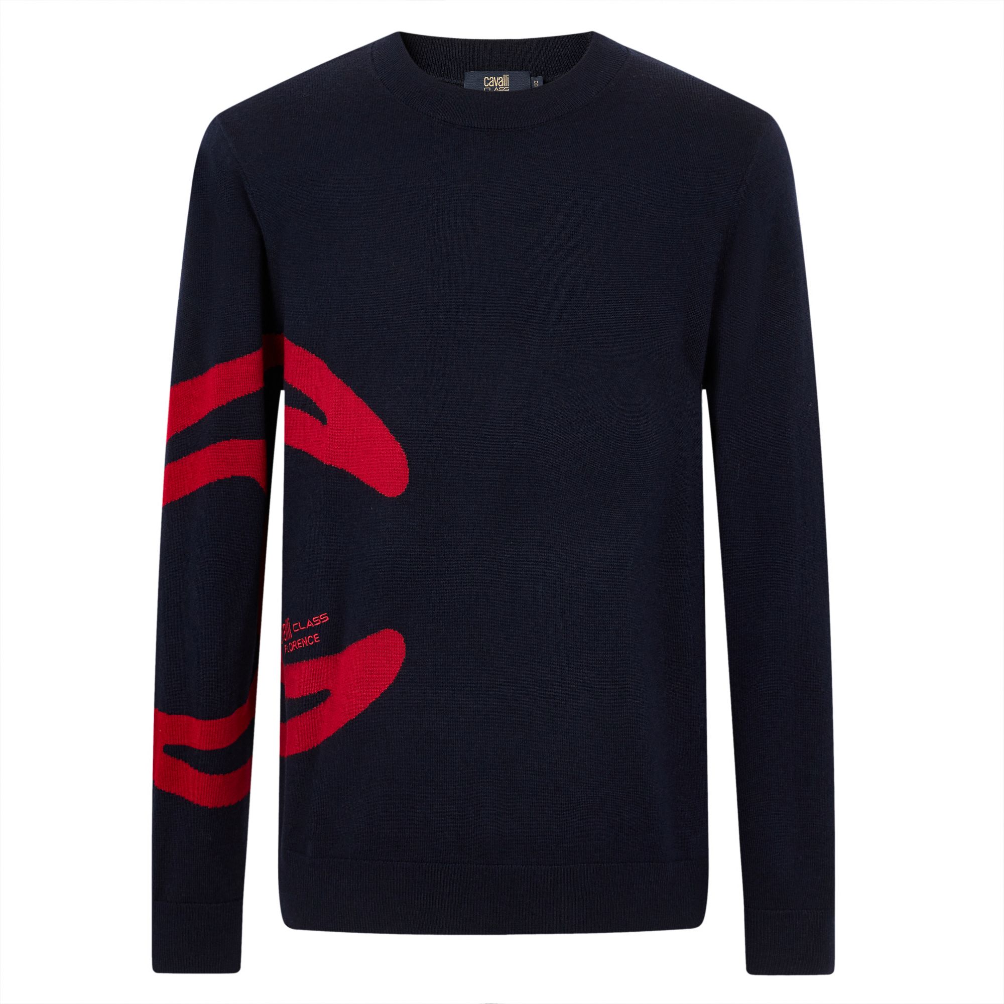 Cavalli Class 25冬季圆领设计师大CLogo款男士羊毛针织衫 CFC236