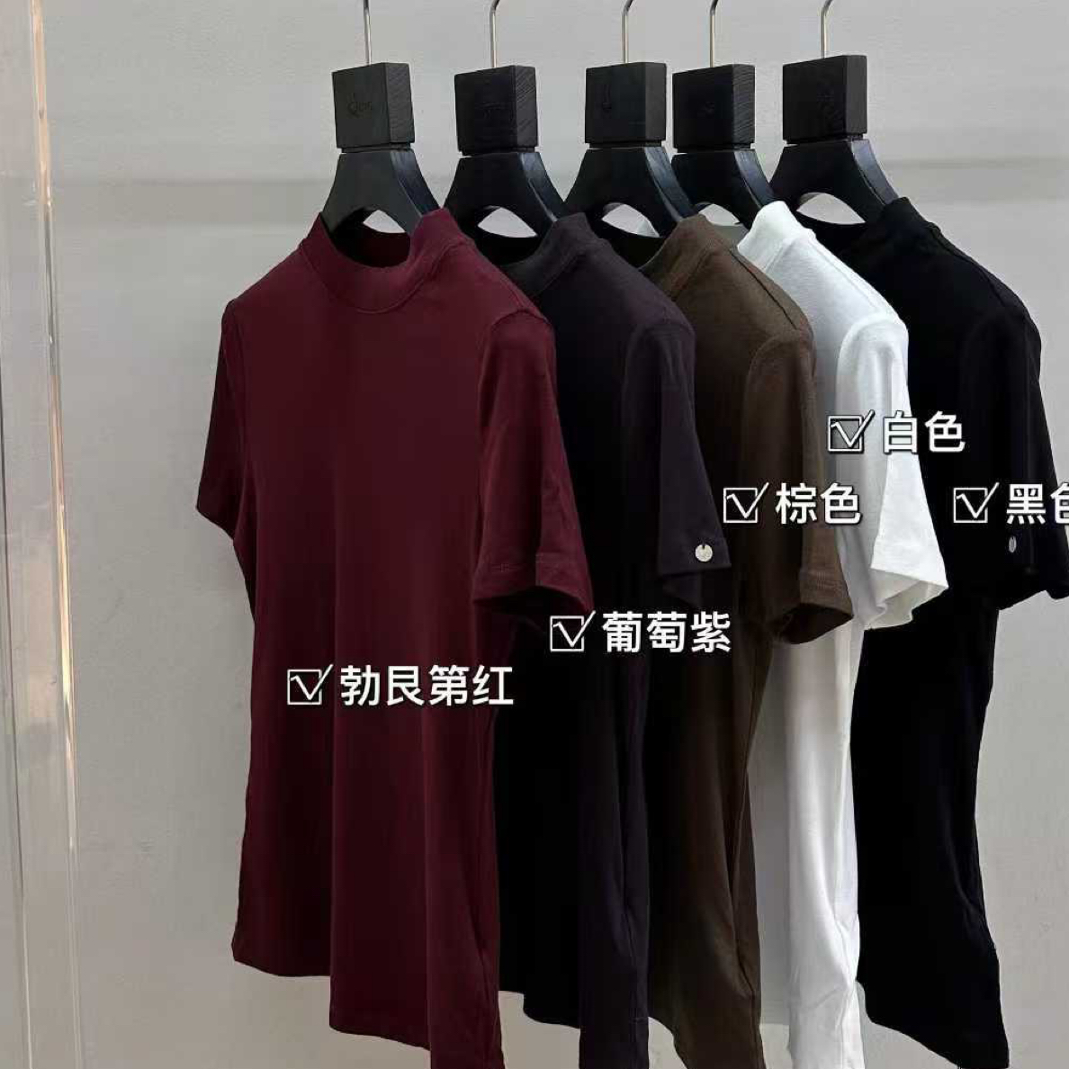 《百万打底》JING6060纯色短袖T恤舒适百搭女士圆领修身打底上衣