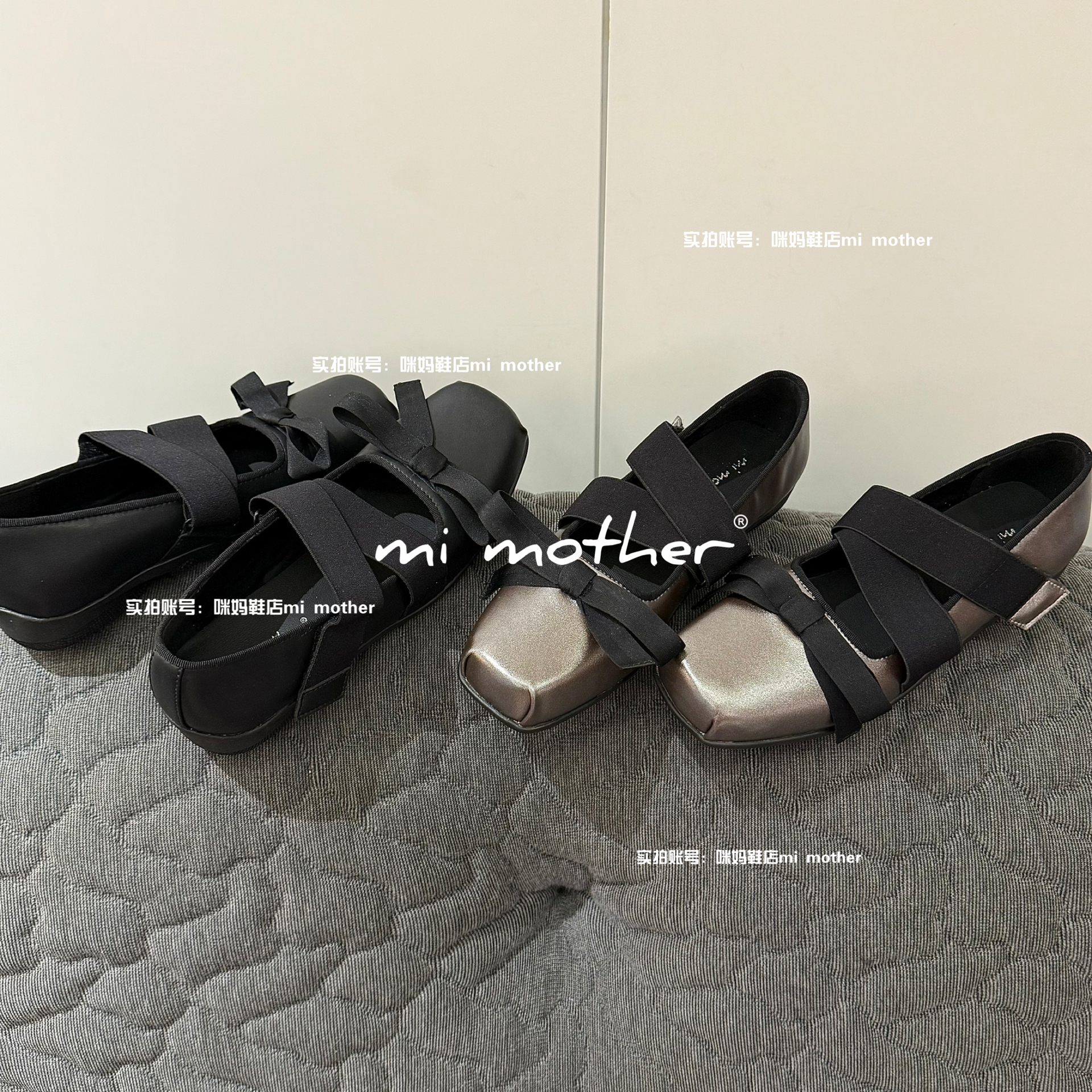 mi mother“韩女氛围” 绑带玛丽珍蝴蝶结芭蕾舞鞋休闲运动鞋