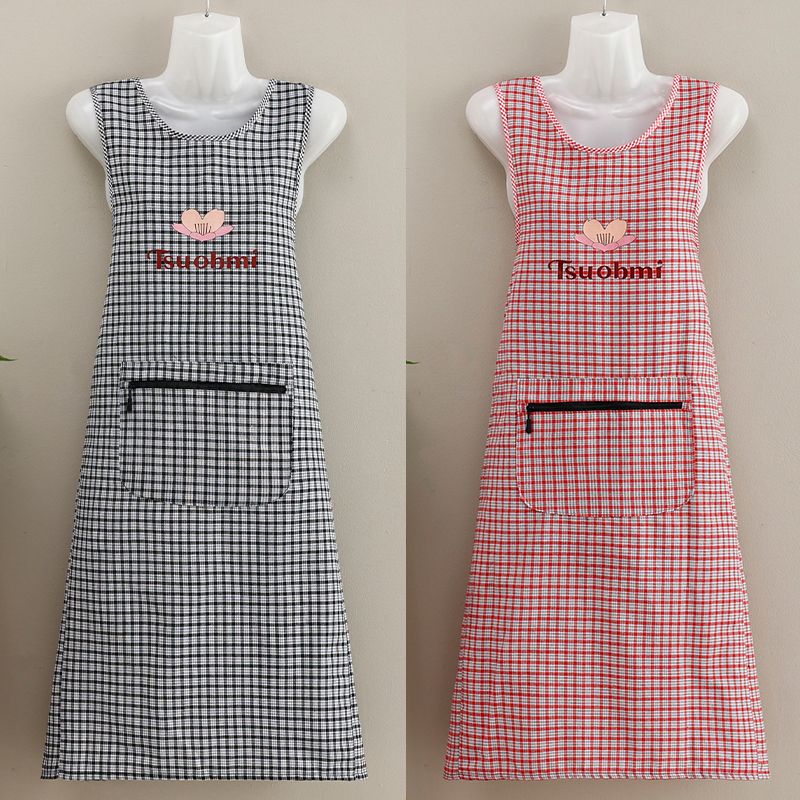 【店铺热销】加长纯棉坎肩式围裙厨房家用做饭罩衣新款背带防污透