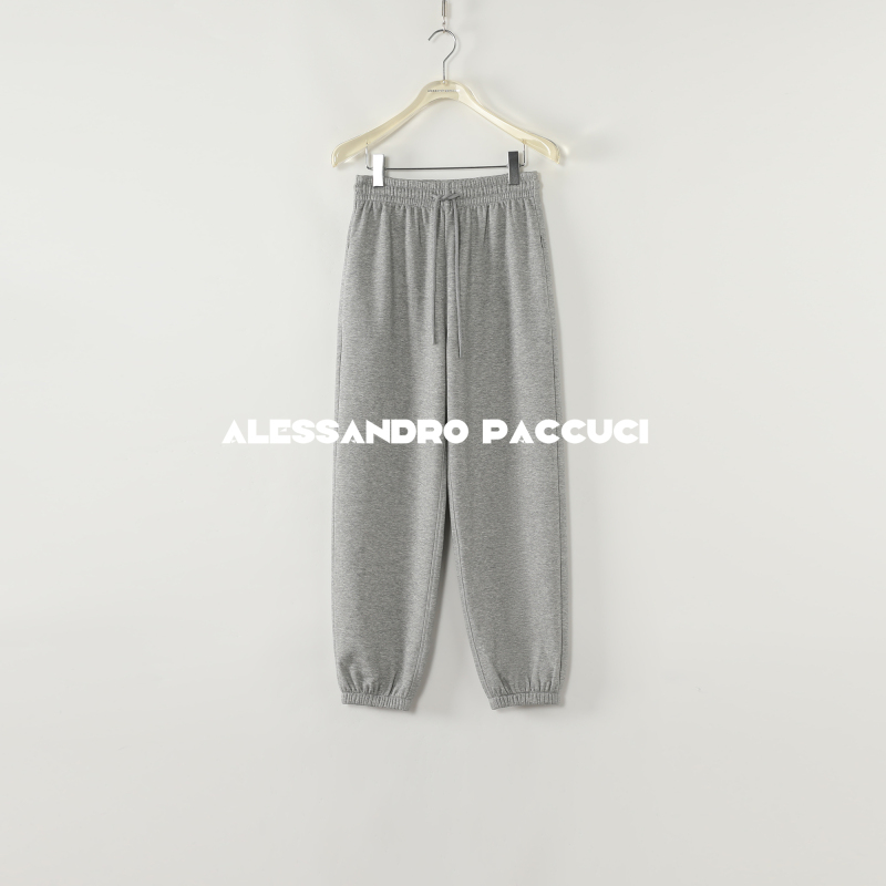 AP洛哥31013KV【简随】棉混纺松紧系带腰拉链口袋束脚多色时尚卫裤