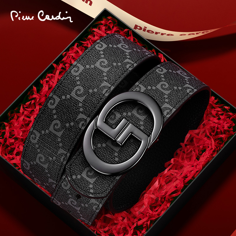 【专柜正品】皮尔卡丹奢侈品皮带男士平滑扣腰带男款高档男式裤带潮