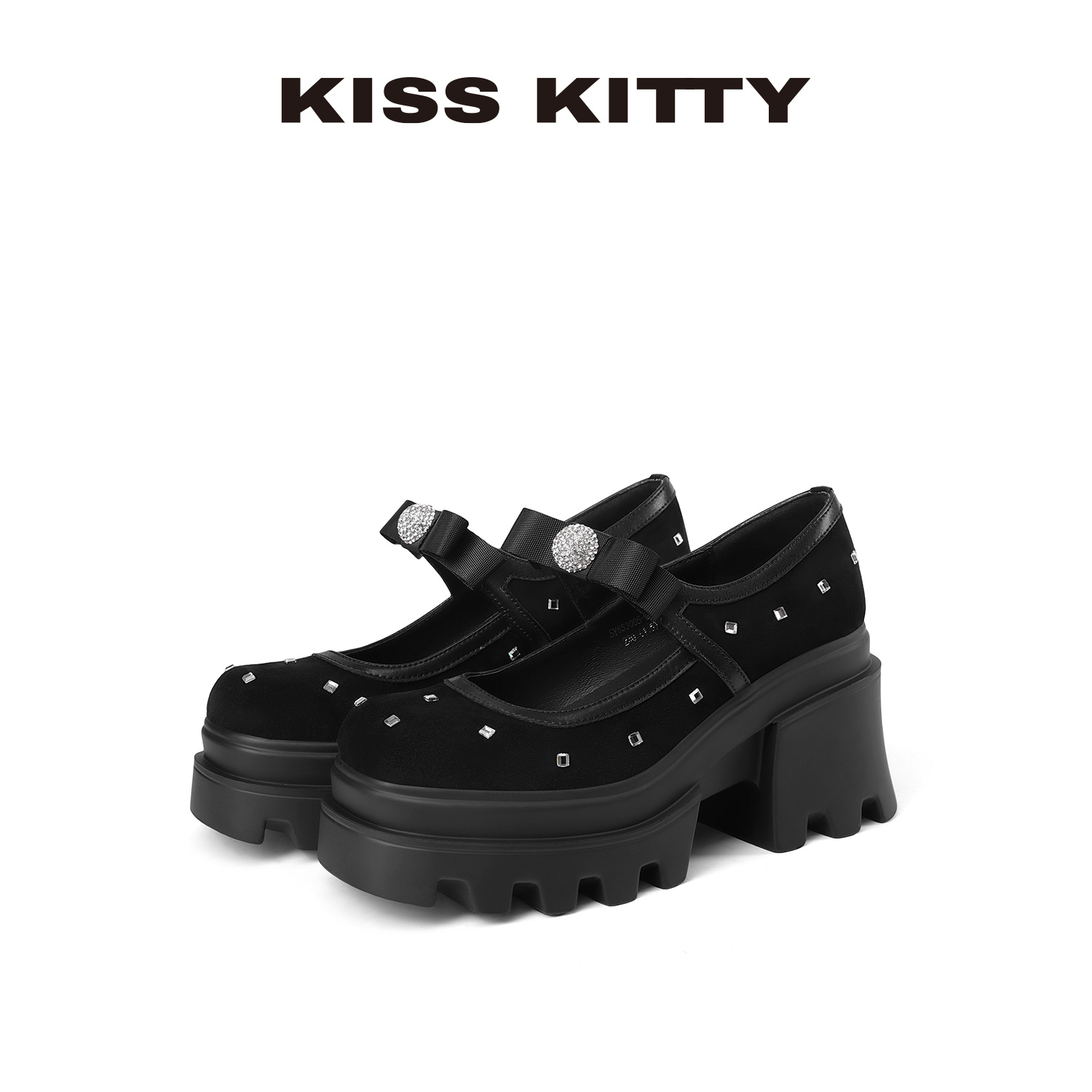 KISSKITTY蝴蝶结玛丽珍25年秋季款黑色厚底女单鞋百搭显瘦