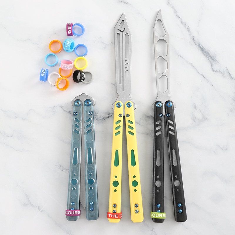 雅痞工坊REP 新版蝴蝶刀未开刃不锈钢内衬三明治双有效PC贴片