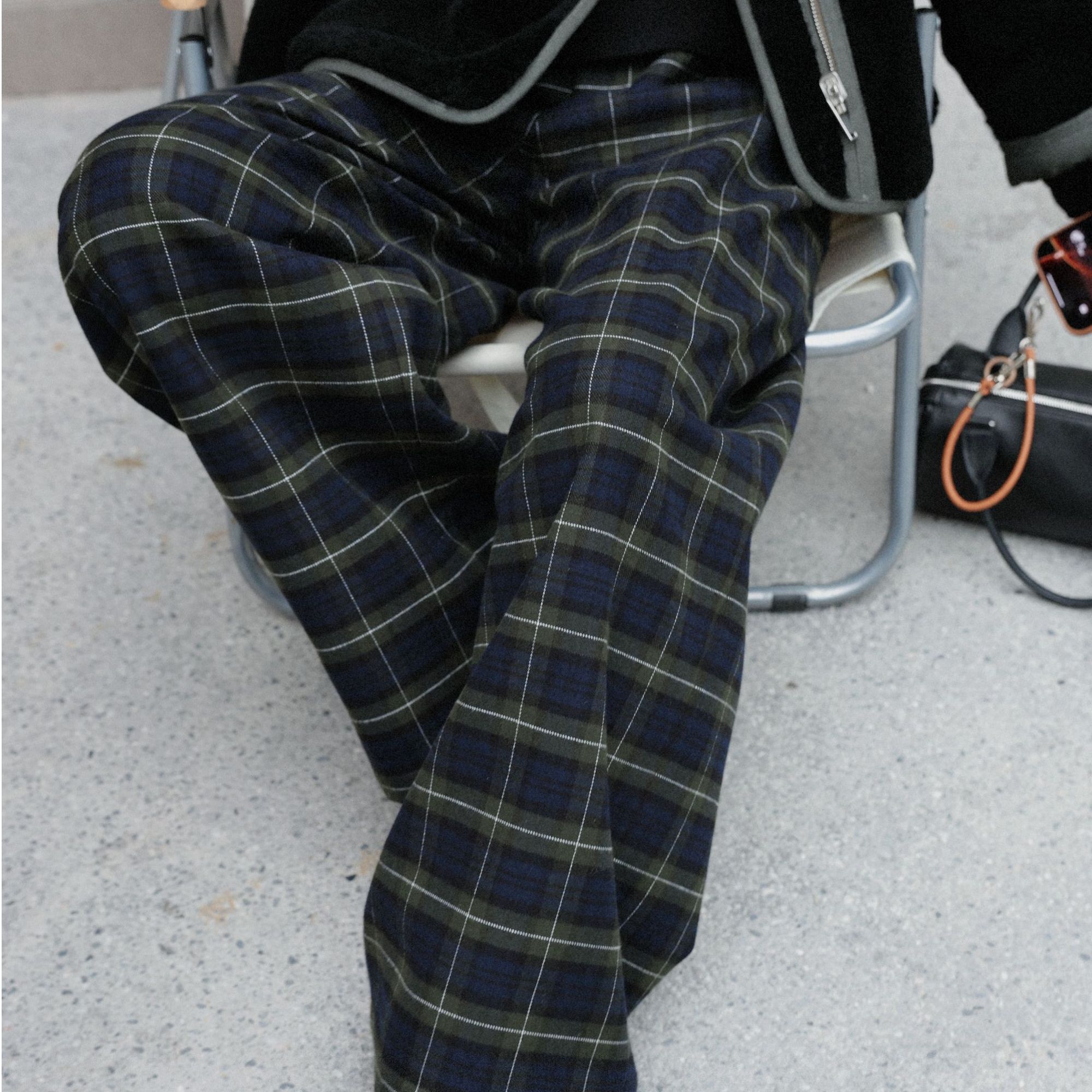 TT设计师【 天南星】显瘦百搭休闲全棉色织格子直筒裤TT191161