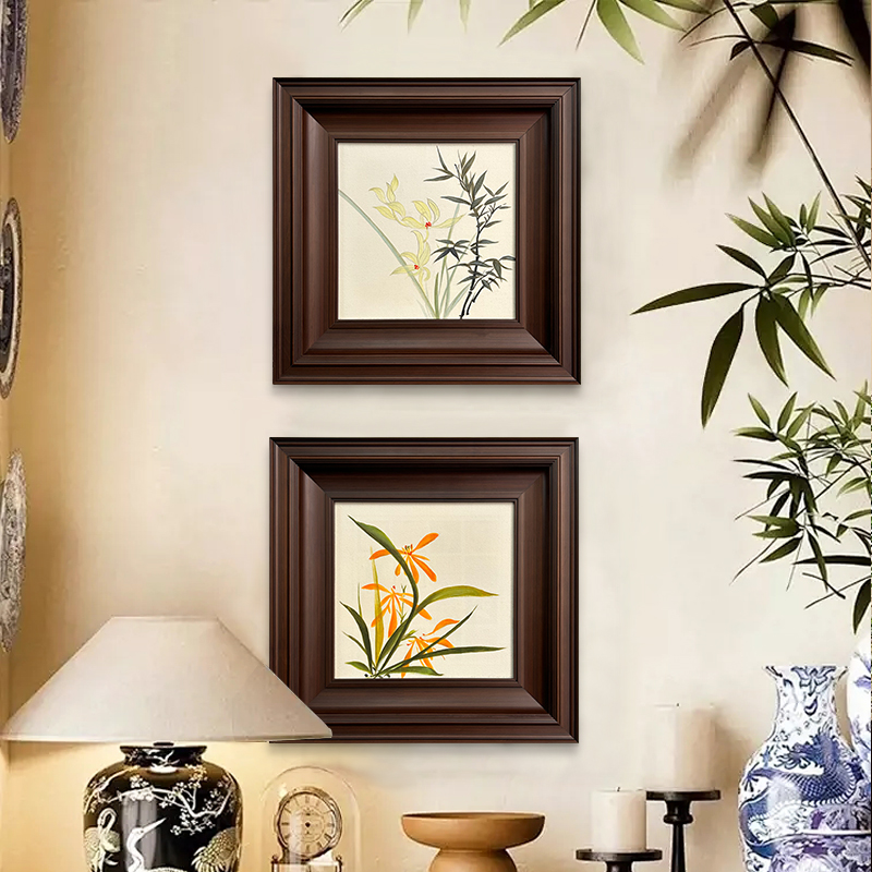 【吉竹雅兰】中古风餐厅装饰画新中式卧室玄关艺术挂画复古壁画