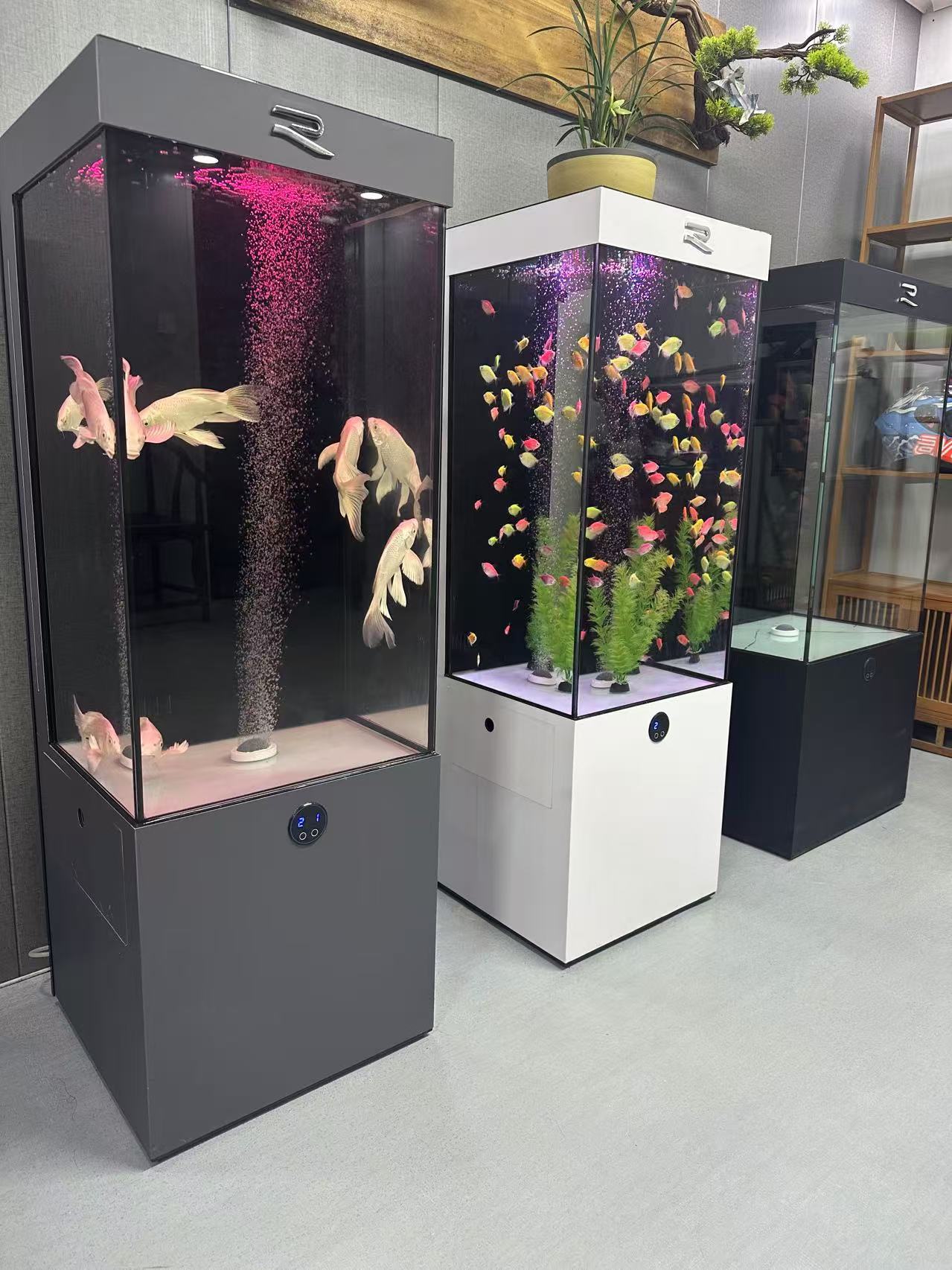 客厅时尚落地款超白玻璃底部过滤干湿分离静音智能生态家用鱼缸