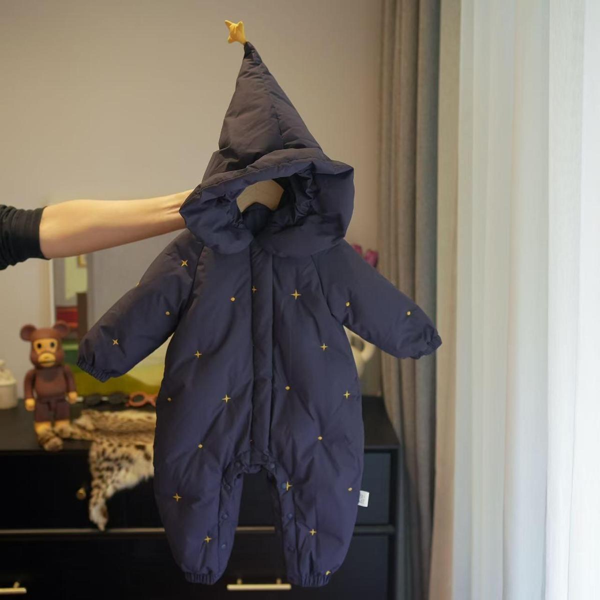 新生婴幼儿秋冬季羽绒棉服一岁宝宝冬天外出冬款加绒加厚连体衣服