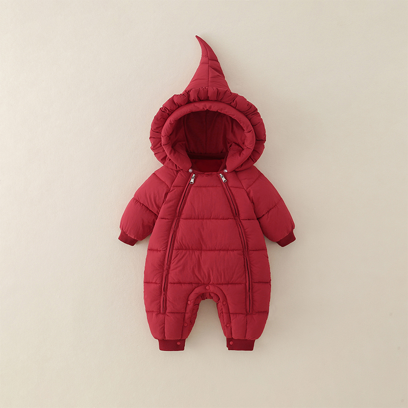 婴儿衣服新生儿加绒冬季连体衣外出秋冬保暖宝宝爬服加厚哈衣抱衣