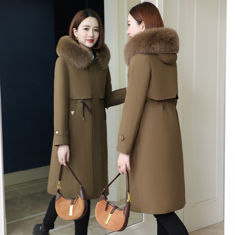 派克服女2025新款冬中长款可拆卸獭兔毛内胆爆款海宁皮草外套大衣