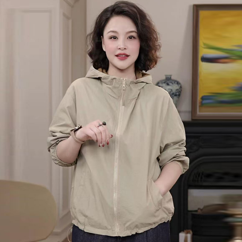 2025秋款双面穿连帽长袖连帽外套女休闲百搭显瘦减龄拼色上衣潮