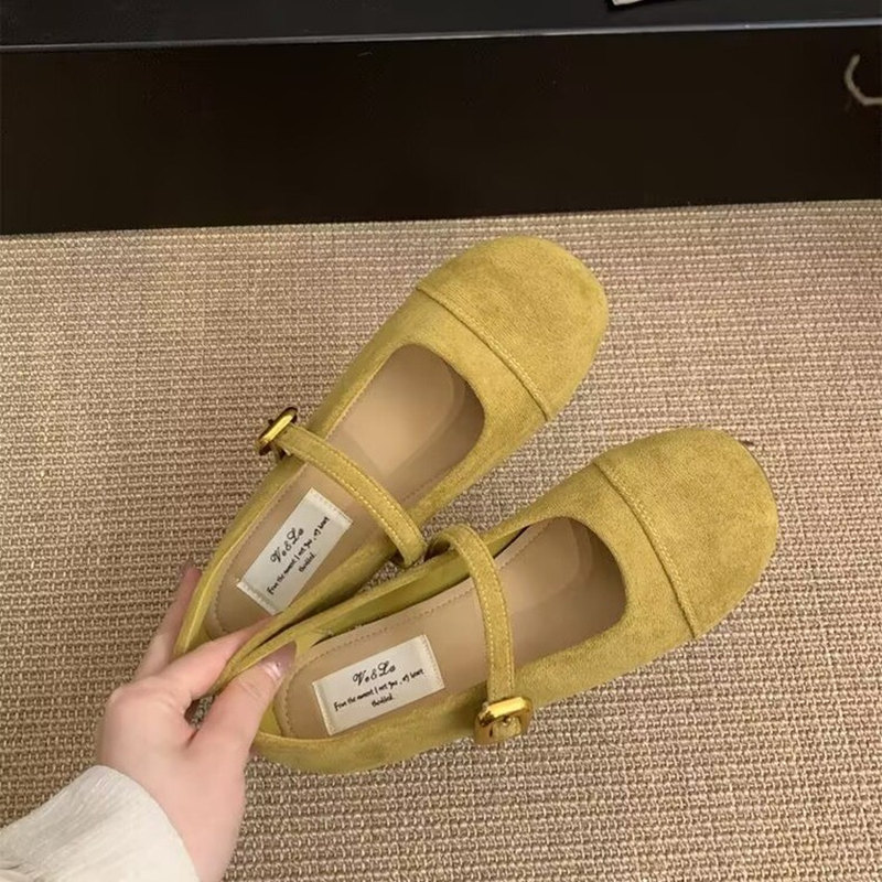 2025春新款软底一字扣带玛丽珍鞋女鞋防滑仙女风平底鞋单鞋女鞋